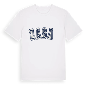 Zasań college t-shirt – ekologisk bomull t-shirt från Pinshirt