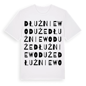 Dłużniewo Duże ordlek t-shirt – ekologisk bomull t-shirt från Pinshirt