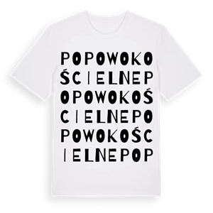 Popowo Kościelne ordlek t-shirt – ekologisk bomull t-shirt från Pinshirt