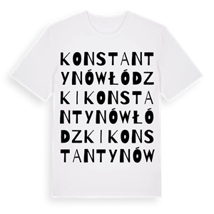 Konstantynów Łódzki ordlek t-shirt – ekologisk bomull t-shirt från Pinshirt