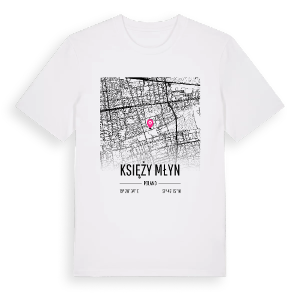 Księży Młyn karta t-shirt – ekologisk bomull t-shirt från Pinshirt