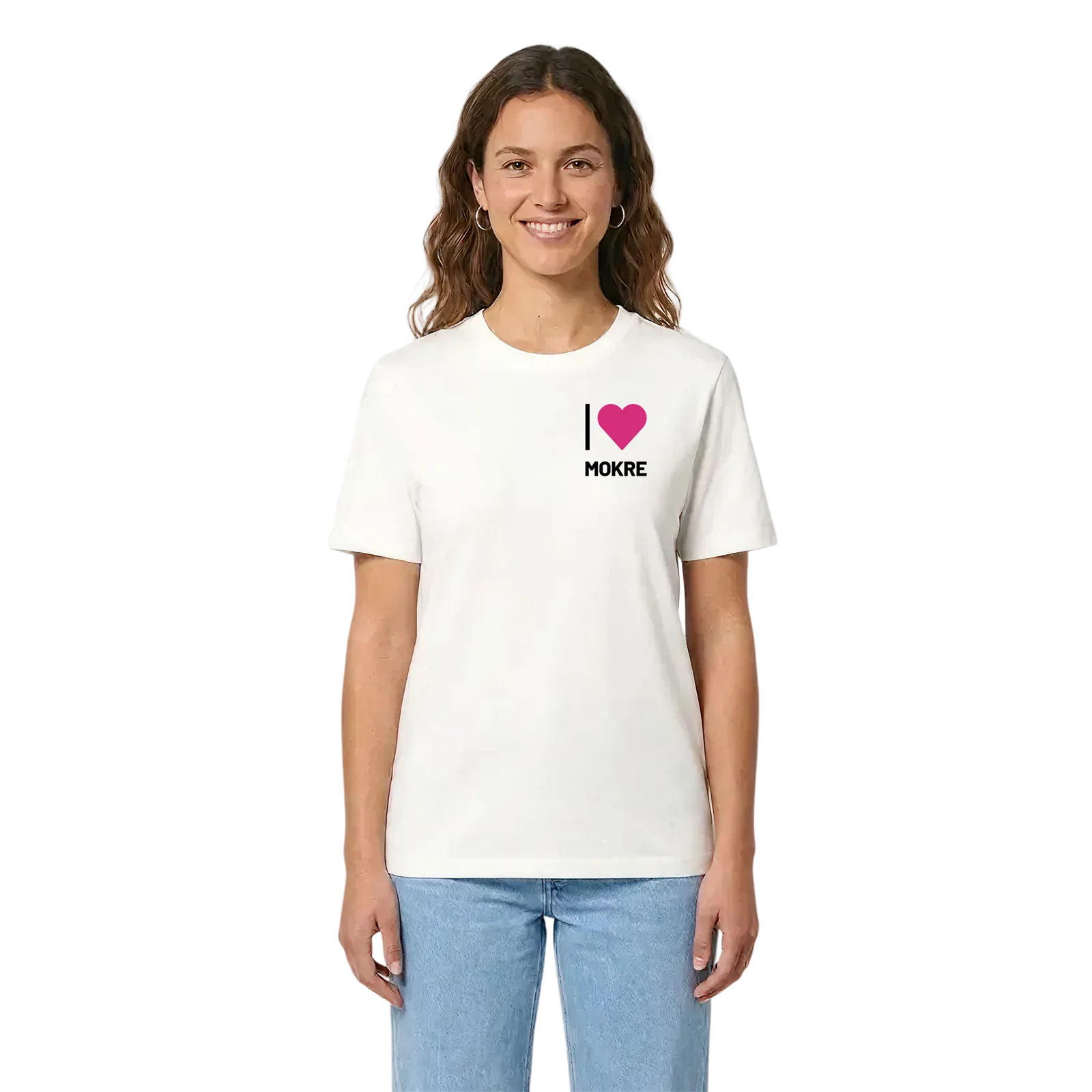 Jag älskar Mokre t-shirt litet tryck – White, i miljö