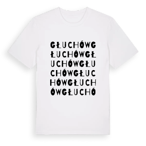 Głuchów ordlek t-shirt – ekologisk bomull t-shirt från Pinshirt