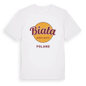 Biała cirkel t-shirt – ekologisk bomull t-shirt från Pinshirt