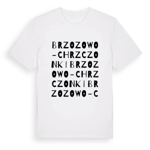 Brzozowo-Chrzczonki ordlek t-shirt – ekologisk bomull t-shirt från Pinshirt