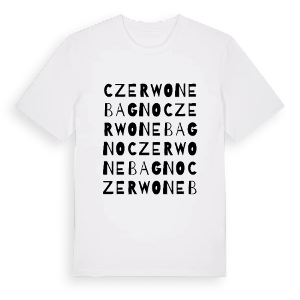 Czerwone Bagno ordlek t-shirt – ekologisk bomull t-shirt från Pinshirt