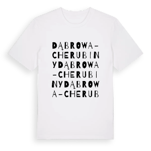 Dąbrowa-Cherubiny ordlek t-shirt – ekologisk bomull t-shirt från Pinshirt