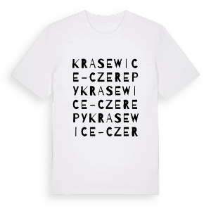 Krasewice-Czerepy ordlek t-shirt – ekologisk bomull t-shirt från Pinshirt