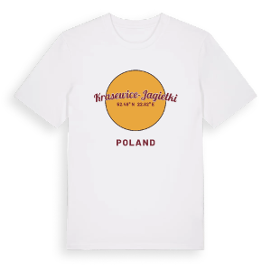 Krasewice-Jagiełki cirkel t-shirt – ekologisk bomull t-shirt från Pinshirt