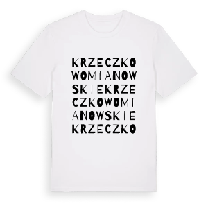 Krzeczkowo Mianowskie ordlek t-shirt – ekologisk bomull t-shirt från Pinshirt