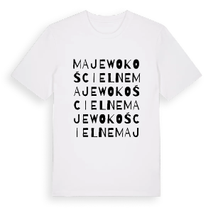 Majewo Kościelne ordlek t-shirt – ekologisk bomull t-shirt från Pinshirt
