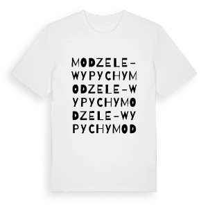 Modzele-Wypychy ordlek t-shirt – ekologisk bomull t-shirt från Pinshirt