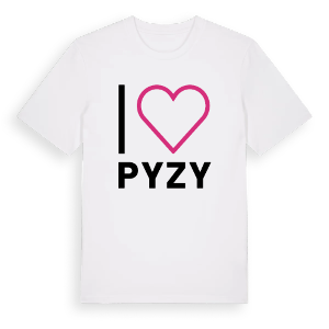 Jag älskar Pyzy t-shirt stort tryck – ekologisk bomull t-shirt från Pinshirt