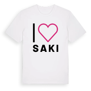Jag älskar Saki t-shirt stort tryck – ekologisk bomull t-shirt från Pinshirt