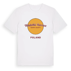 Wądołki-Borowe cirkel t-shirt – ekologisk bomull t-shirt från Pinshirt