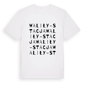 Waliły-Stacja ordlek t-shirt – ekologisk bomull t-shirt från Pinshirt