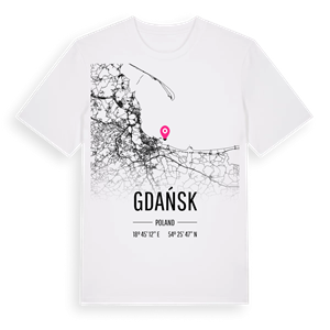 Gdańsk karta t-shirt – ekologisk bomull t-shirt från Pinshirt