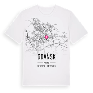 Gdańsk karta t-shirt – ekologisk bomull t-shirt från Pinshirt