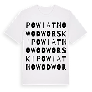 powiat nowodworski ordlek t-shirt – ekologisk bomull t-shirt från Pinshirt