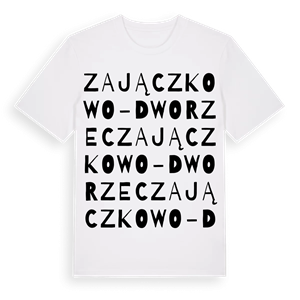 Zajączkowo-Dworzec ordlek t-shirt – ekologisk bomull t-shirt från Pinshirt