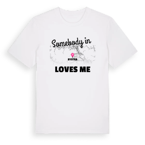 Någon i Bystra älskar mig t-shirt – ekologisk bomull t-shirt från Pinshirt
