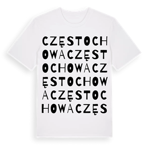 Częstochowa ordlek t-shirt – ekologisk bomull t-shirt från Pinshirt