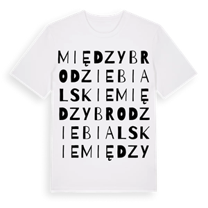 Międzybrodzie Bialskie ordlek t-shirt – ekologisk bomull t-shirt från Pinshirt