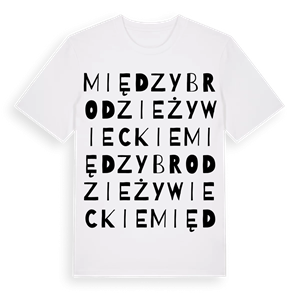 Międzybrodzie Żywieckie ordlek t-shirt – ekologisk bomull t-shirt från Pinshirt