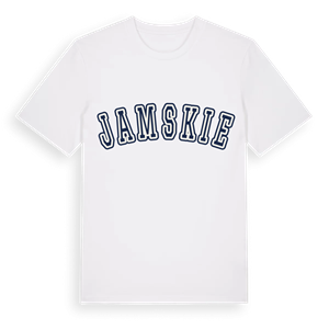 Jamskie college t-shirt – ekologisk bomull t-shirt från Pinshirt