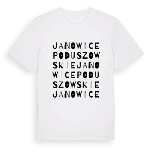 Janowice Poduszowskie ordlek t-shirt – ekologisk bomull t-shirt från Pinshirt