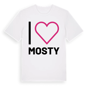 Jag älskar Mosty t-shirt stort tryck – ekologisk bomull t-shirt från Pinshirt