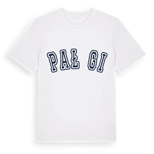 Pałęgi college t-shirt – ekologisk bomull t-shirt från Pinshirt