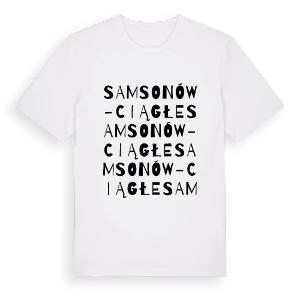 Samsonów-Ciągłe ordlek t-shirt – ekologisk bomull t-shirt från Pinshirt