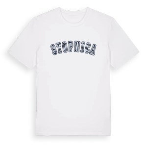 Stopnica college t-shirt – ekologisk bomull t-shirt från Pinshirt