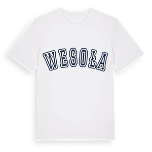 Wesoła college t-shirt – ekologisk bomull t-shirt från Pinshirt