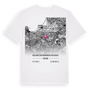 województwo warmińsko-mazurskie karta t-shirt – ekologisk bomull t-shirt från Pinshirt