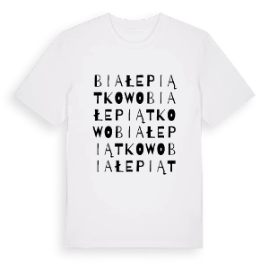 Białe Piątkowo ordlek t-shirt – ekologisk bomull t-shirt från PinShirt