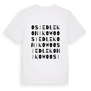 Osiedle Konikowo ordlek t-shirt – ekologisk bomull t-shirt från PinShirt