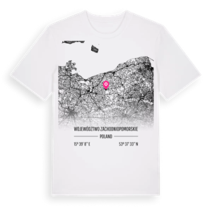 województwo zachodniopomorskie karta t-shirt – ekologisk bomull t-shirt från Pinshirt