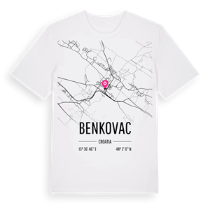 Benkovac karta t-shirt – ekologisk bomull t-shirt från Pinshirt