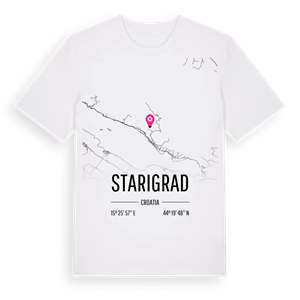 Starigrad karta t-shirt – ekologisk bomull t-shirt från Pinshirt
