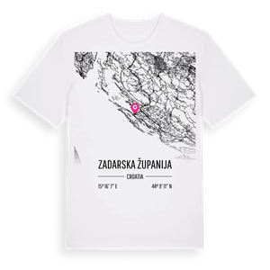 Zadarska županija karta t-shirt – ekologisk bomull t-shirt från Pinshirt