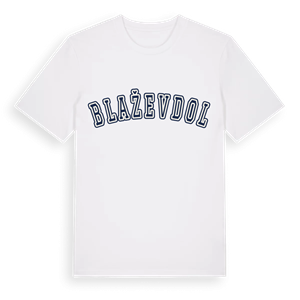 Blaževdol college t-shirt – ekologisk bomull t-shirt från Pinshirt