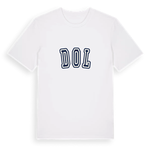 Dol college t-shirt – ekologisk bomull t-shirt från Pinshirt