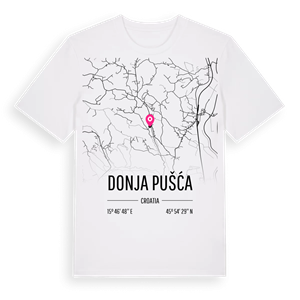 Donja Pušća karta t-shirt – ekologisk bomull t-shirt från Pinshirt