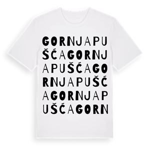 Gornja Pušća ordlek t-shirt – ekologisk bomull t-shirt från Pinshirt