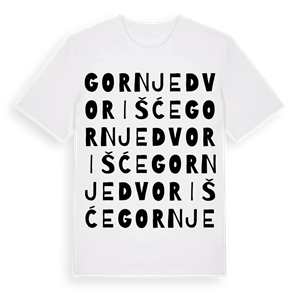Gornje Dvorišće ordlek t-shirt – ekologisk bomull t-shirt från Pinshirt