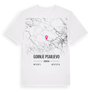 Gornje Psarjevo karta t-shirt – ekologisk bomull t-shirt från Pinshirt