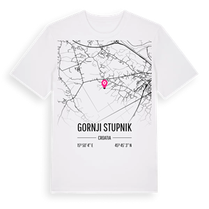 Gornji Stupnik karta t-shirt – ekologisk bomull t-shirt från Pinshirt