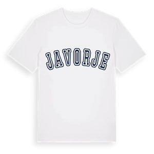 Javorje college t-shirt – ekologisk bomull t-shirt från Pinshirt